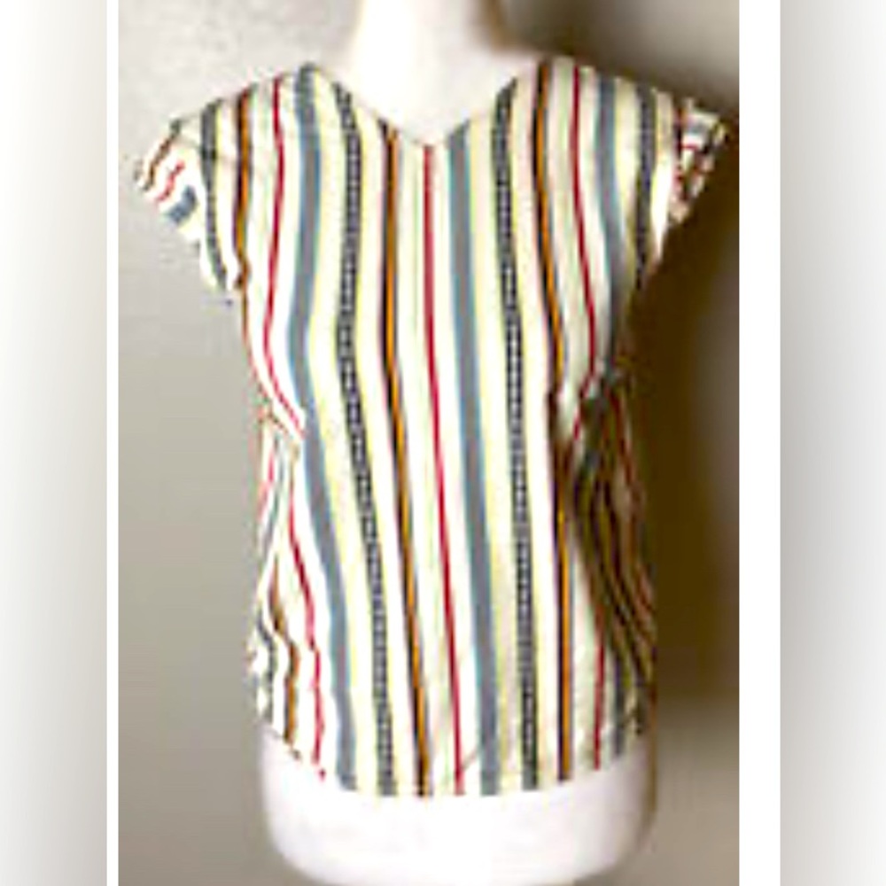 Kate Spade Saturday brand top Xs|extra small. Stripes. Ruffle cap sleeve